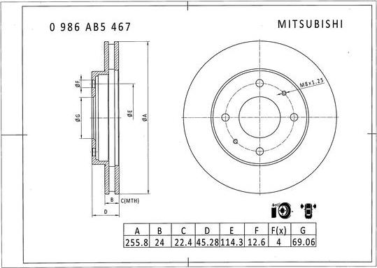 BOSCH 0 986 AB5 467 - Спирачен диск vvparts.bg