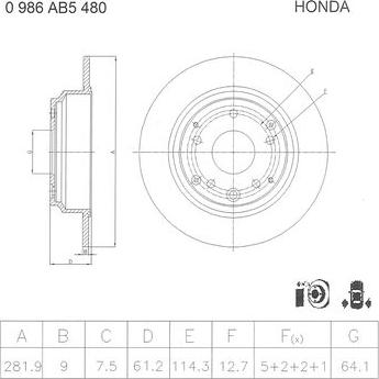 BOSCH 0 986 AB5 480 - Спирачен диск vvparts.bg