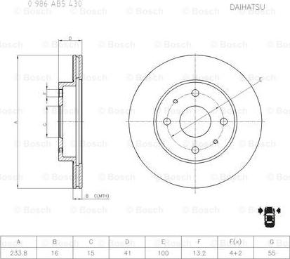 BOSCH 0 986 AB5 430 - Спирачен диск vvparts.bg