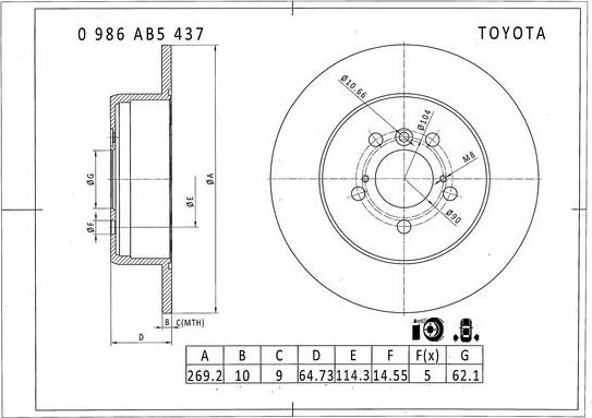 BOSCH 0 986 AB5 437 - Спирачен диск vvparts.bg