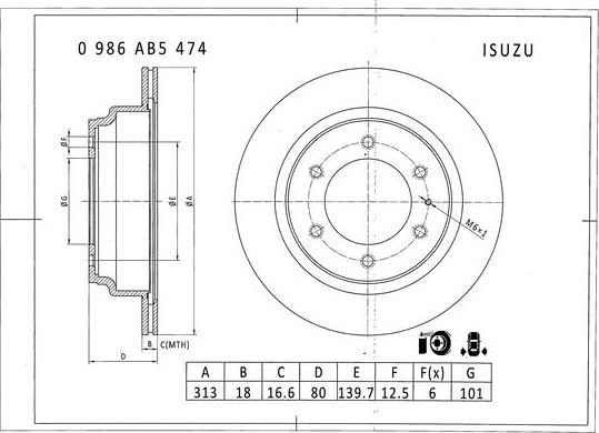 BOSCH 0 986 AB5 474 - Спирачен диск vvparts.bg