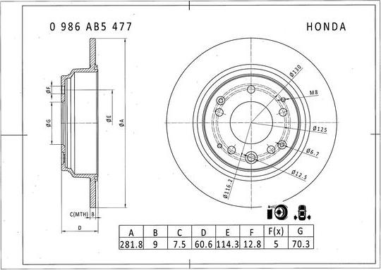 BOSCH 0 986 AB5 477 - Спирачен диск vvparts.bg