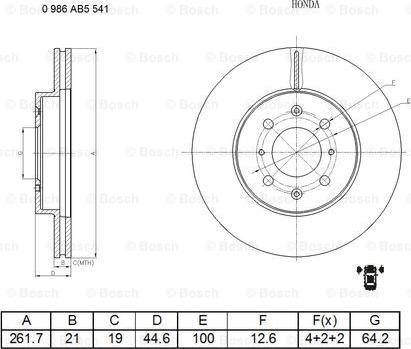 BOSCH 0 986 AB5 541 - Спирачен диск vvparts.bg