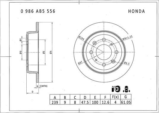 BOSCH 0 986 AB5 556 - Спирачен диск vvparts.bg