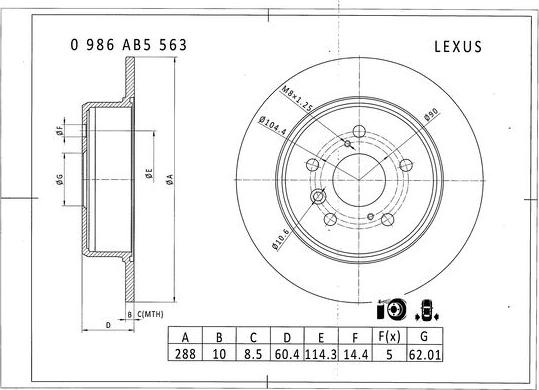 BOSCH 0 986 AB5 563 - Спирачен диск vvparts.bg