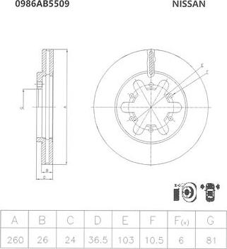 BOSCH 0 986 AB5 509 - Спирачен диск vvparts.bg