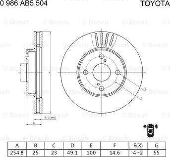 BOSCH 0 986 AB5 504 - Спирачен диск vvparts.bg