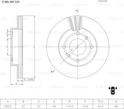 BOSCH 0 986 AB5 519 - Спирачен диск vvparts.bg