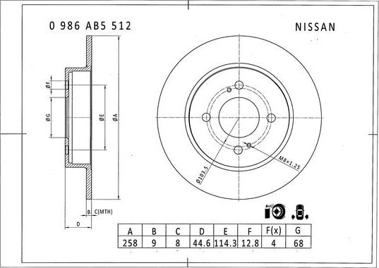 BOSCH 0 986 AB5 512 - Спирачен диск vvparts.bg