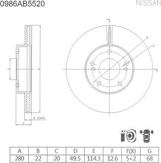 BOSCH 0 986 AB5 520 - Спирачен диск vvparts.bg