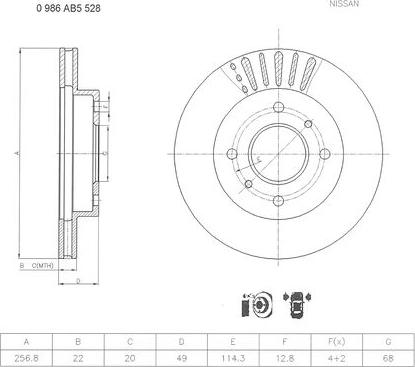 BOSCH 0 986 AB5 528 - Спирачен диск vvparts.bg