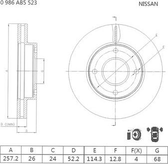 BOSCH 0 986 AB5 523 - Спирачен диск vvparts.bg