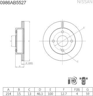 BOSCH 0 986 AB5 527 - Спирачен диск vvparts.bg