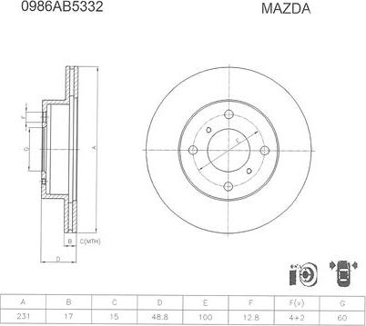 BOSCH 0 986 AB5 332 - Спирачен диск vvparts.bg