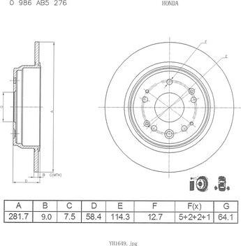 BOSCH 0 986 AB5 276 - Спирачен диск vvparts.bg