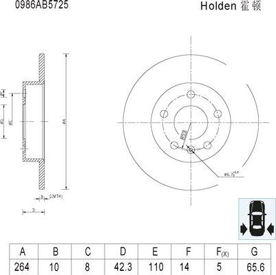 BOSCH 0 986 AB5 725 - Спирачен диск vvparts.bg