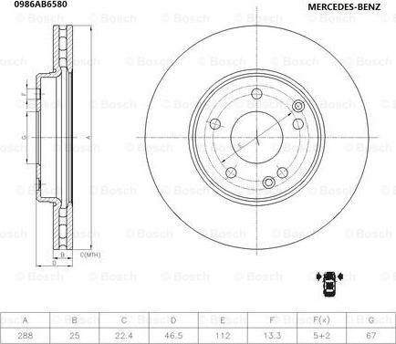 BOSCH 0 986 AB6 580 - Спирачен диск vvparts.bg