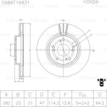 BOSCH 0 986 AB6 831 - Спирачен диск vvparts.bg