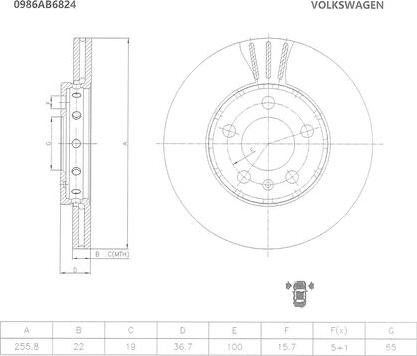 BOSCH 0 986 AB6 824 - Спирачен диск vvparts.bg