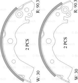 BOSCH 0 986 AB0 047 - Комплект спирачна челюст vvparts.bg