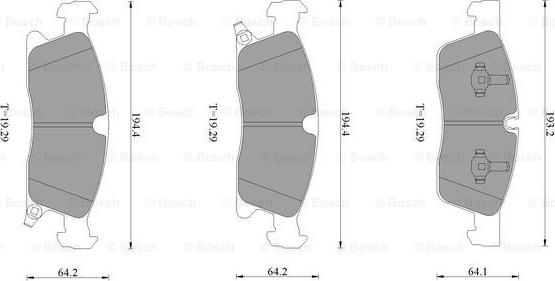 BOSCH 0 986 AB1 736 - Комплект спирачно феродо, дискови спирачки vvparts.bg