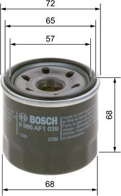 BOSCH 0 986 AF1 039 - Маслен филтър vvparts.bg