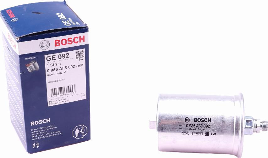 BOSCH 0 986 AF8 092 - Горивен филтър vvparts.bg