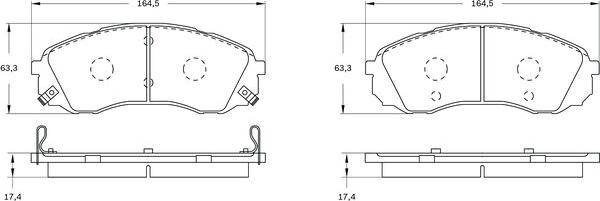 BOSCH 0 986 BB0 925 - Комплект спирачно феродо, дискови спирачки vvparts.bg