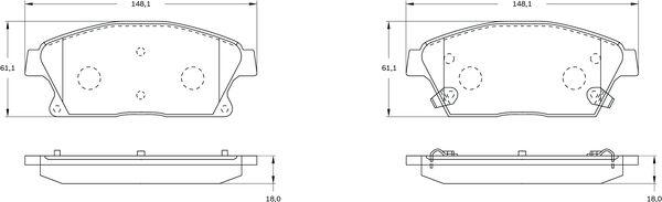 BOSCH 0 986 BB0 468 - Комплект спирачно феродо, дискови спирачки vvparts.bg