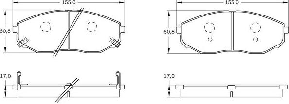 BOSCH 0 986 BB0 593 - Комплект спирачно феродо, дискови спирачки vvparts.bg