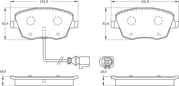 BOSCH 0 986 BB0 518 - Комплект спирачно феродо, дискови спирачки vvparts.bg