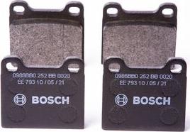 BOSCH 0 986 BB0 252 - Комплект спирачно феродо, дискови спирачки vvparts.bg