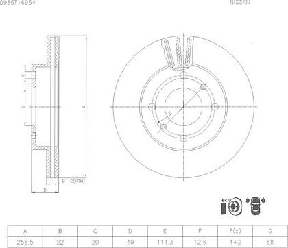 BOSCH 0 986 T16 964 - Спирачен диск vvparts.bg