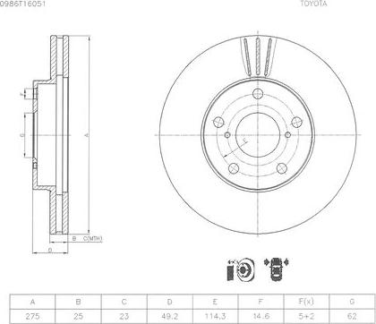 BOSCH 0 986 T16 051 - Спирачен диск vvparts.bg