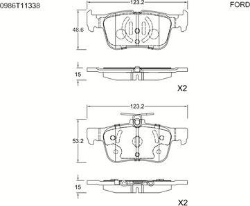 BOSCH 0 986 T11 338 - Комплект спирачно феродо, дискови спирачки vvparts.bg