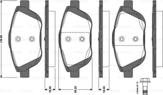 BOSCH 0 986 TB3 094 - Комплект спирачно феродо, дискови спирачки vvparts.bg