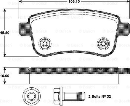 BOSCH 0 986 TB3 093 - Комплект спирачно феродо, дискови спирачки vvparts.bg