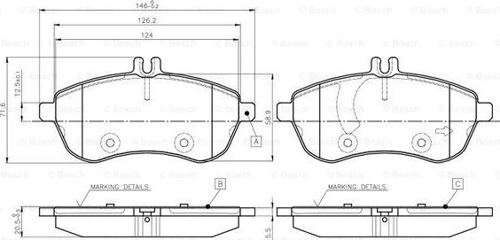 BOSCH 0 986 TB3 048 - Комплект спирачно феродо, дискови спирачки vvparts.bg