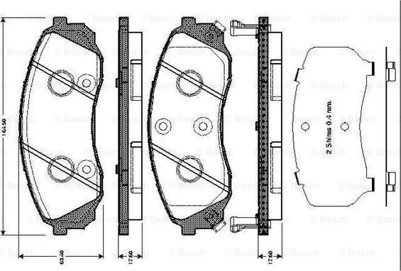 BOSCH 0 986 TB3 043 - Комплект спирачно феродо, дискови спирачки vvparts.bg