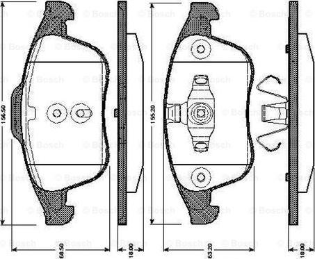 BOSCH 0 986 TB3 064 - Комплект спирачно феродо, дискови спирачки vvparts.bg