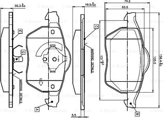 BOSCH 0 986 TB3 068 - Комплект спирачно феродо, дискови спирачки vvparts.bg