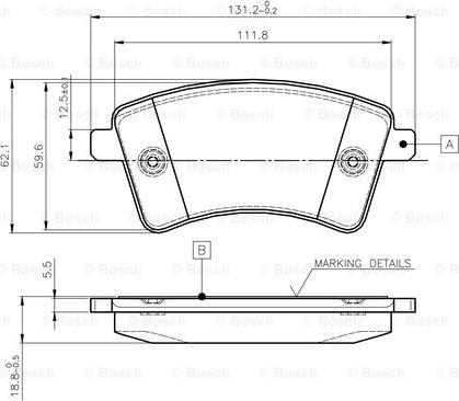 BOSCH 0 986 TB3 062 - Комплект спирачно феродо, дискови спирачки vvparts.bg