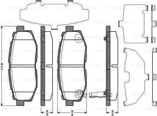 BOSCH 0 986 TB3 003 - Комплект спирачно феродо, дискови спирачки vvparts.bg