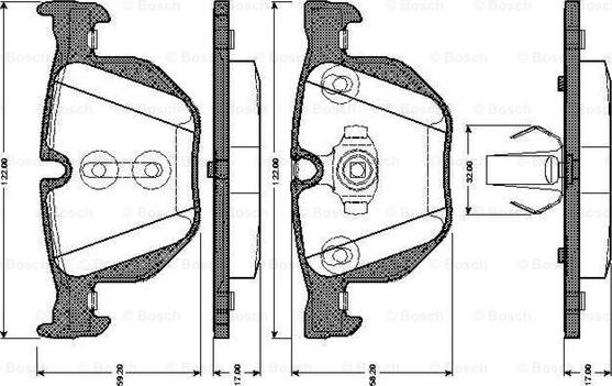 BOSCH 0 986 TB3 034 - Комплект спирачно феродо, дискови спирачки vvparts.bg