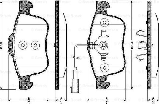 BOSCH 0 986 TB3 031 - Комплект спирачно феродо, дискови спирачки vvparts.bg