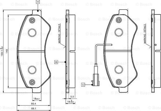 BOSCH 0 986 TB3 029 - Комплект спирачно феродо, дискови спирачки vvparts.bg