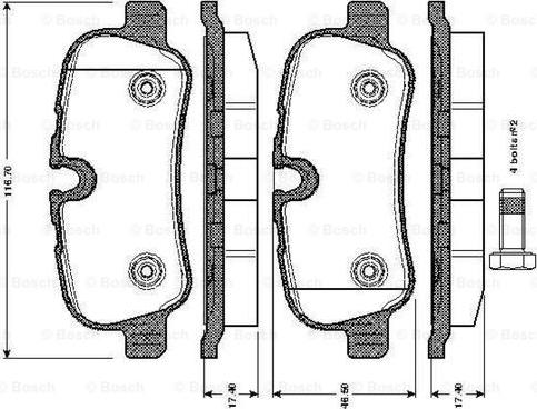 BOSCH 0 986 TB3 021 - Комплект спирачно феродо, дискови спирачки vvparts.bg