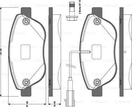 BOSCH 0 986 TB3 079 - Комплект спирачно феродо, дискови спирачки vvparts.bg