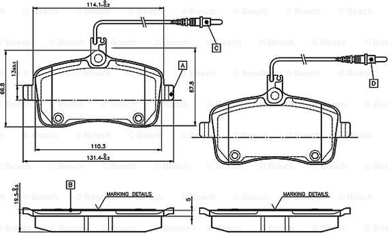 BOSCH 0 986 TB3 076 - Комплект спирачно феродо, дискови спирачки vvparts.bg