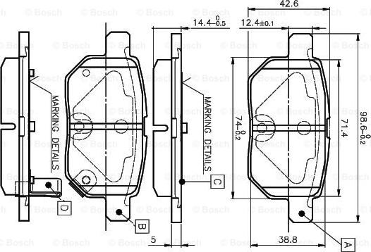 BOSCH 0 986 TB3 071 - Комплект спирачно феродо, дискови спирачки vvparts.bg